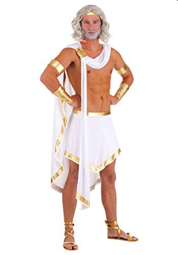 Fun Costumes Adult Greek God Zeus Halloween Costume | Men's All Mighty Zeus Costume | Ancient Greek God Outfit for Men - White - Large