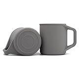 MYOTT Silicone Coffee Cup - Food Grade Silicone Camping Mug with Handle - Portable, Collapsible Coffee Mug - BPA Free, Dishwasher Safe and Microwave Safe 12- oz (Granite Gray, 2 Pack)