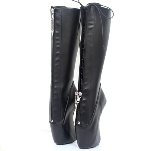 BNSHTZAC High Heels 18cm Ballet Boots Mid Calendar with Lock,Black-46