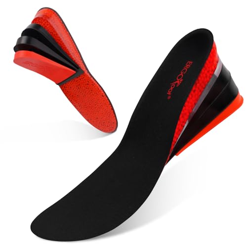 ERGOfoot Height Increase Insoles for Men, 4 Layers Adjustable Shoe Lifts Up to 3.54 Inches, Comfortable Height Boosting Insoles, Relieve Foot Pressure, Make You Taller All Day