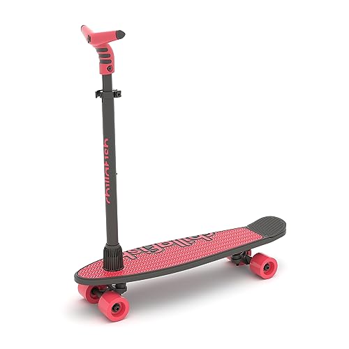 Chillafish Skatieskootie 2, Training Skateboard and Lean-to-Steer Scooter with Detachable Stability Handlebar, Coral