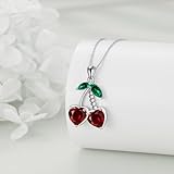 AXELUNA Cherry Necklace Sterling Silver Cherry Red heart Pendant Jewelry Gifts for Women