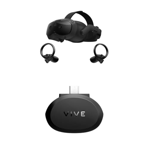 HTC Vive Focus Vision + Facial Tracker — Mixed Reality and PC VR Headset + Controllers + Facial Tracker for HTC Vive Focus Series