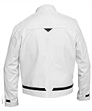 Mens KOF Fighters Kyo Kusanagi King Cosplay White Biker Leather Jacket