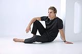 Men's Linen T-Shirt 100% Linen Black Summer Clothing for Men from Natural Flax Beach Shirts Best Gift for him (XL, Black)