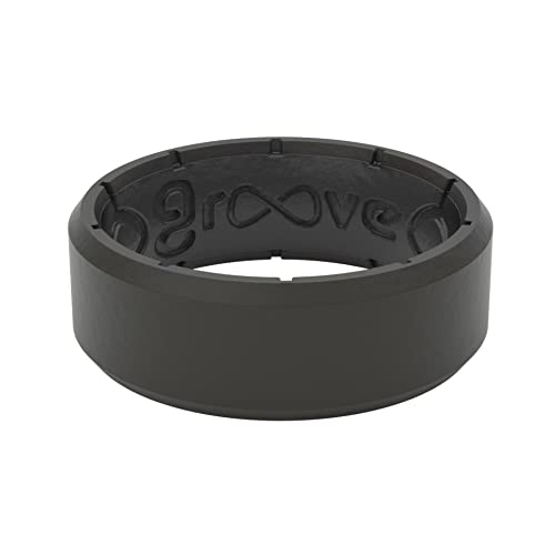 Groove Life Edge Black/Black Silicone Ring - Breathable Rubber Wedding Rings for Men, Lifetime Coverage, Unique Design, Comfort Fit Ring - Size 9