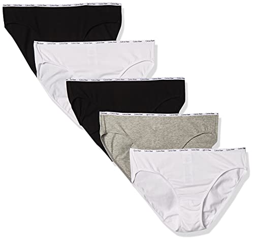 Calvin Klein Women's 5 Pack Cotton Stretch Logo Bikini, Black/White/Grey Heather, Small
