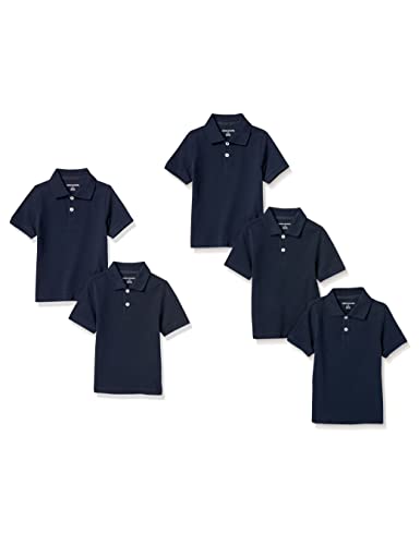 Amazon Essentials Boys' Short-Sleeve Pique Polo Shirts, Pack of 5, Navy, X-Large