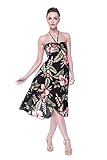 Matchable Family Hawaiian Luau Halter Dress, Black Rafelsia, Women, Small