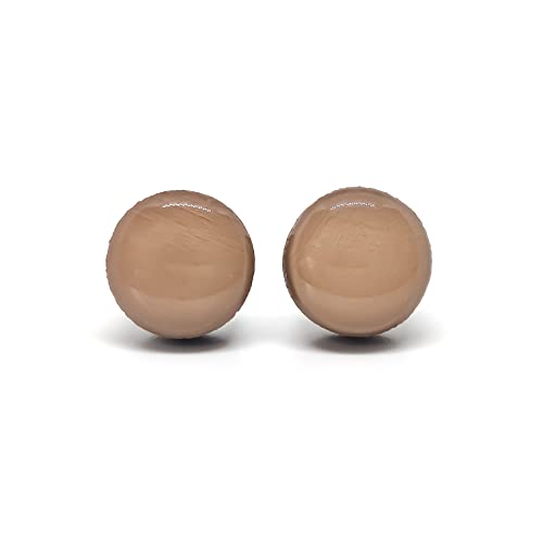 Stud Earrings, Neutral Earth Tones, 10 mm, Handmade, for Women Men Girls Stainless Steel Posts for Sensitive Ears Color Dot Studs (Mocha)