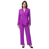 Lamgool Women's Suit Outfits Set 2 Piece Ruffle Blazer with Pants Suit Set Long Sleeve Business Casual (Purple, Large)