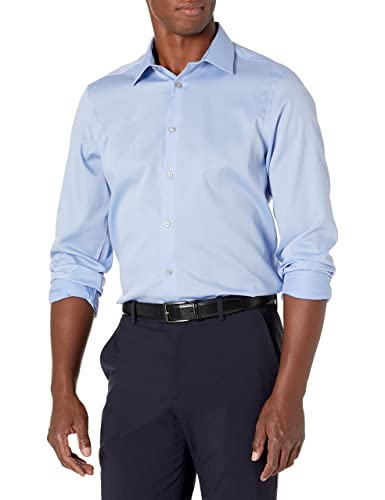Calvin Klein Men's Dress Shirts Slim Fit Non Iron Solid, Mist, 16" Neck 34"-35" Sleeve