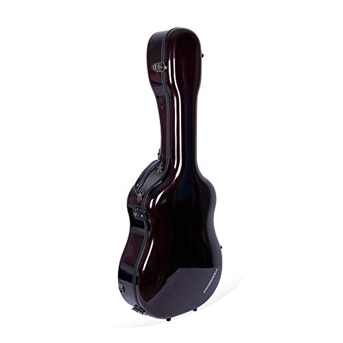 Crossrock Air Carbon Series Guitar Case-Fits Dreadnought Acoustic Guitar-100% Purity Carbon Fiber Flight Case, Includes Protective Cover, Interior Compartment, TSA Lock - Red (CRF6030DRD)