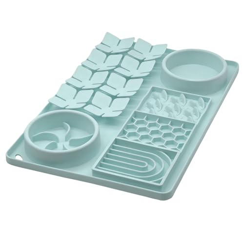 Evenco Slow Feeder Bowl, Silicone Lick Mat with Suction Cups for Dog Cat, Snuffle Mat for Pet Smell Training, Puzzle Toys for Bored Puppy,Interactive Sniff Mat for Slow Eating & Keep Busy, Mint Green