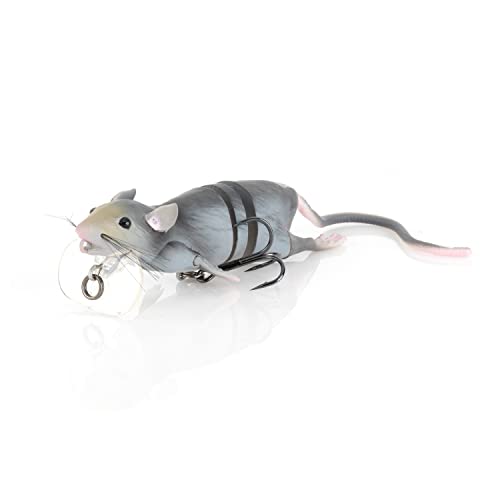 Savage Gear 3D Rad Rat Fishing Bait, 1/2 oz, Grey, Realistic Contours, Colors & Movement, Durable Construction, Versatile Rigging Options, Dual Treble Hook Configuration