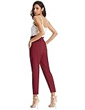 GRACE KARIN Womens Casual Solid Bottom Bow-Knot Decorated Pants with Pockets Wine Red M