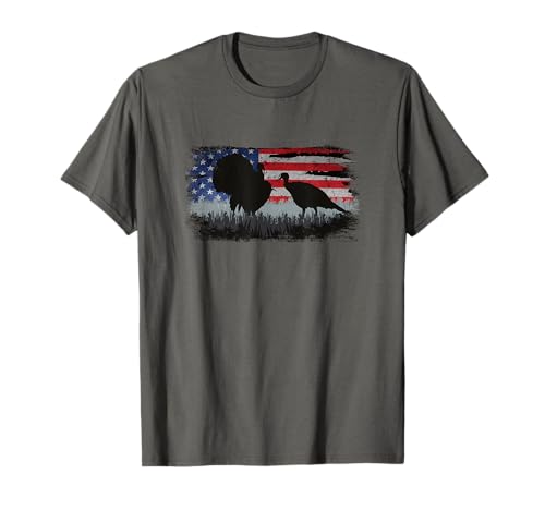 Turkey Hunter - Fun Turkey Hunting Patriotic USA Flag T-Shirt