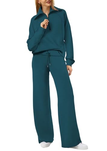 XIEERDUO Winter Fashion Outfits Casual Comfy Lounge Sets For Women Tracksuit Teal L