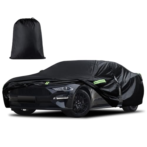 Car Cover Custom Fit for Ford Mustang 1994-2025, for Chevy Camaro 2010-2025, Waterproof All Weather Full Exterior Cover Rain Hail Sun Protector Car Cover with Door Zipper