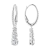 Swarovski Stilla Attract Trilogy Drop Pierced Earrings with White Crystals on a Rhodium Plated Setting with Hinged Closure