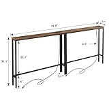 ELYKEN 2 Pack 5.9" Narrow Console Sofa Table with Power Outlets, 5.9" D x 39.4" W x 31.1" H Long Couch Table with Metal Frame and Charge Station with 6.5’ Extension Cord, Rustic Brown