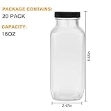 Encheng Vintage Water Bottles,Glass Drinking Bottles 16oz,Square Beverage 500ml With Lids For Kombucha,Tea,Glass Homemade Drinks,Travel Reusable Milk Juiceing 20Pack