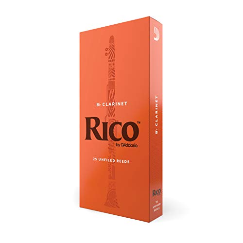D’Addario Woodwinds - Rico Bb Clarinet Reeds - Reeds for Bb Clarinet - Crafted for Beginners, Students, Educators - Strength 2.0, 25-pack