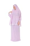 Elanesa Islamic Dress for Women Prayer Clothes for Muslim Women 2 Piece Set Maxi Skirt with Hijab and Rosary Printed Dress.(11861, One Size, Pink)