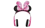 eKids Minnie Mouse Kids Bluetooth Headphones, Wireless with Microphone Includes Aux Cord, Volume Reduced Foldable Headphones for School, Home, or Travel, Pink