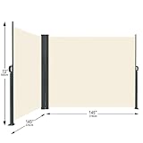 290" x 72" Retractable Side Awning, Outdoor Projector Screen, Waterproof & UV-Resistant,Folding Privacy Screen Room Divider Roll Up Balcony（Beige）