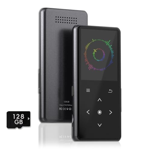 128GB MP3 Player with Bluetooth, Portable Music Player with Built-in Speaker, Enjoying Your Digital Music and Audiobooks Anytime,Includes FM Radio,Recorder,E-Book,and Comes with Earphones