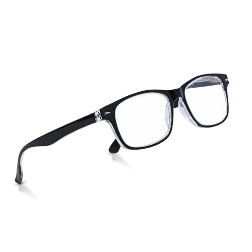 In Style Eyes Super Strong High Magnification Reading Glasses - Full-Rimmed Oval Plastic Frame, Non-Polarized Lens - Black - 8.0x