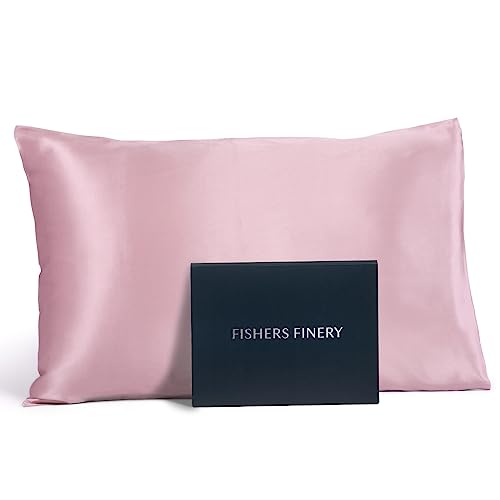 Fishers Finery 25mm Luxury 100% Pure Mulberry Silk Pillowcase, Good Housekeeping Winner (English Rose, Standard (20" X 28"))