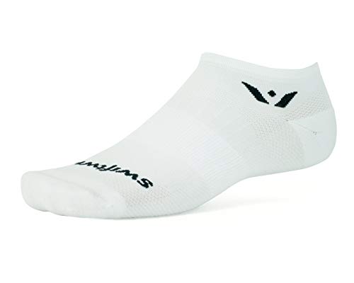 Swiftwick- ASPIRE ZERO Running Socks, Cycling Socks, Mens & Womens, Lightweight No-Show (White, Small)