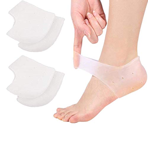 VivoFoot 2 Pairs Gel Heel Protectors, Blister Prevention Heel Sleeves, Silicone Heel Cups & Ankle Protectors for Heel Pain and Cracked Heels Relief for Men and Women