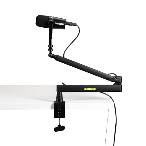 Shure by Gator Premium Low-Profile Desktop Mic Boom Stand; Fully Adjustable for Podcast, Streaming, and Home Office Setups (SH-BROADCAST2)