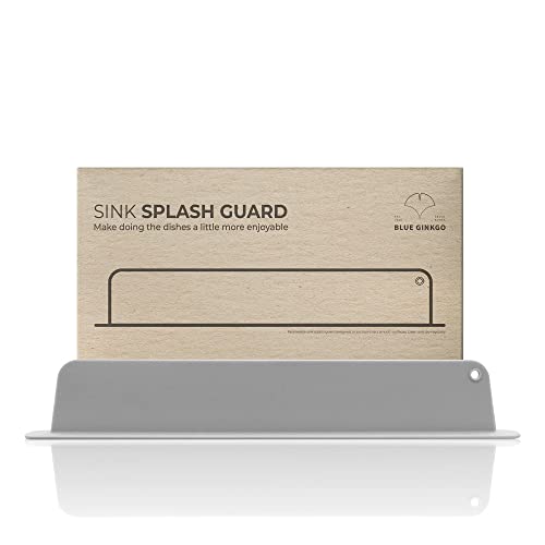 BLUE GINKGO Sink Splash Guard - (Upgraded Design) Premium Silicone Water Splash Guard for Sink | Kitchen Island Sink Backsplash Guard (18.9 x 2.9 Inch) - Gray