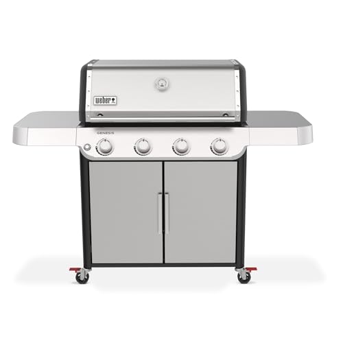 Weber Genesis S-415 Liquid Propane Gas Grill for Outdoor Grilling, 4 Burners, Stainless Steel