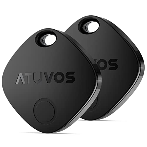 ATUVOS Air Tags-2 Pack, Bluetooth Luggage Tracker Works with Apple Find My APP (iOS Only, Not for Android), Keys Finder and Item Locator for Luggage, Backpack, Suitcases, Replaceable Battery (Black)