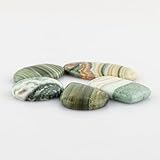 CRYSTALIS Wholesale 5pcs Natural Banded Prase-Opal Loose Gemstone Bulk Cabochons Jewelry Making Supply, Chakra & Healing Polished Stones, Wire Wrapping, DIY, Gem Collection