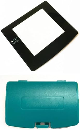 Battery Back Door Cover Lid + Glass Screen Lens for Game Boy Color GBC Replacement (Teal)