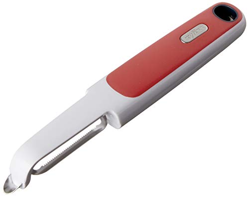 Zyliss Soft Skin Fruit & Vegetable Peeler - Stainless Steel Serrated Peeler - Perfect for Potato, Cucumber, Carrot, Apple, Orange, Tomatoes, & More - Comfort Grip Peeler Kitchen Tool - Red