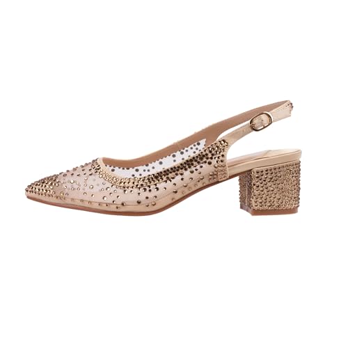 Ninety Union Lady Couture Demi Rhinestone Mesh Slingback, Gold, 8
