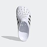 adidas unisex adult Adilette Clog Slide Sandal, White/Black/White, 7 Women Men US