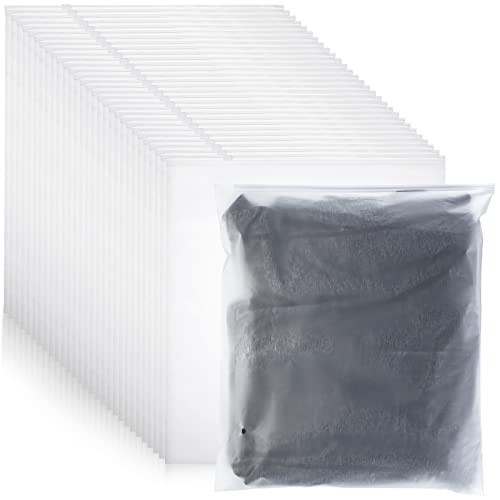 100 Pack Frosted Zipper Packaging Bags Clear Poly Bags Resealable Plastic Zipper Clothes Storage for Clothing Shirt Jeans Pants T-shirts Organizer Packaging Products (13.78 x 15.75 Inch)