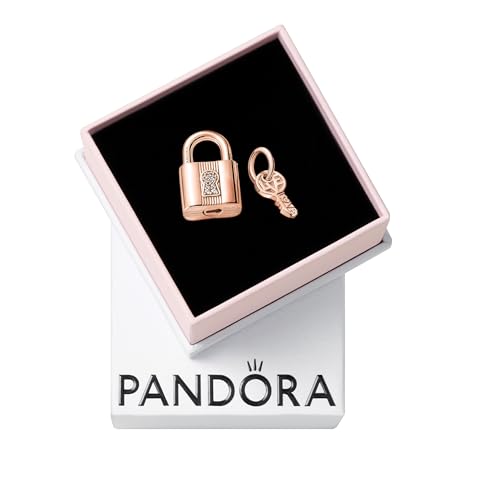 Pandora Padlock & Key Dangle Charm - Compatible Moments - Stunning Women's Jewelry - Gift for Her Rose & Cubic Zirconia - With Gift Box