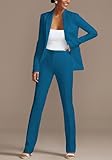 2 Piece Business Outfits for Women Elegant Long Sleeve Blazer and Pants Set Casual Solid Office Suits