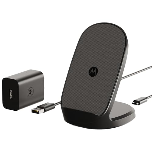 Motorola TurboPower 15W Qi Wireless Stand + 33W Charger + USB-C Cable - for Moto G Power 2024/2025, Stylus (2025), G Stylus 5G 2024, Edge 2023/2024, Razr/Razr Plus 2023/2024/2025, Razr Ultra