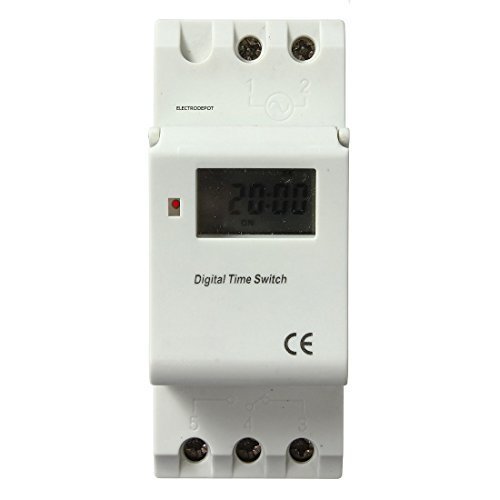 7 Day, 24 Hour Digital Time Switch 120VAC Control, 16Amp SPDT Programmable Timer DIN Rail 94120A