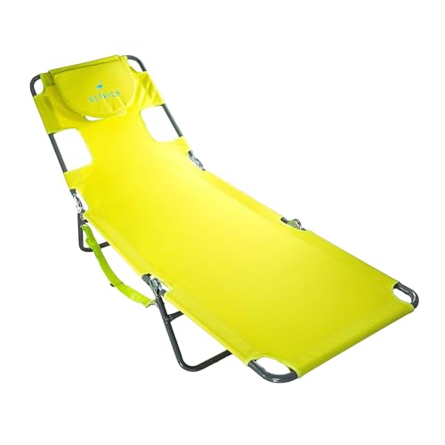 Ostrich Beach Lounge Chair, Folding & Reclining Outdoor Chaise Lounger, Green